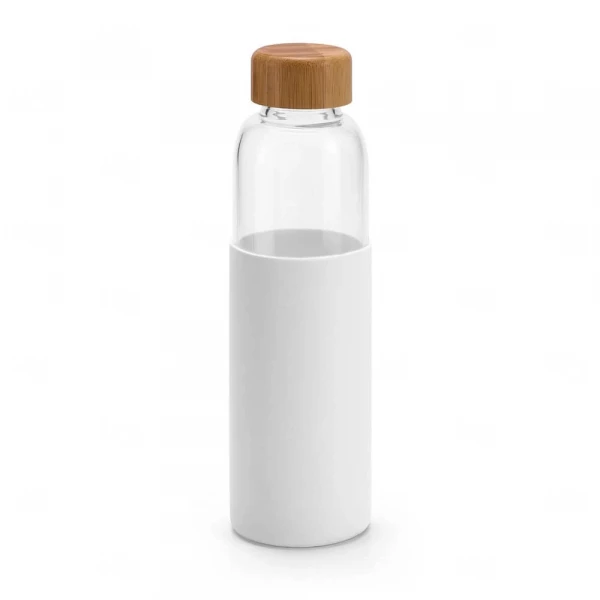 Garrafa de Vidro 600ml com Tampa de Bambu Personalizada 