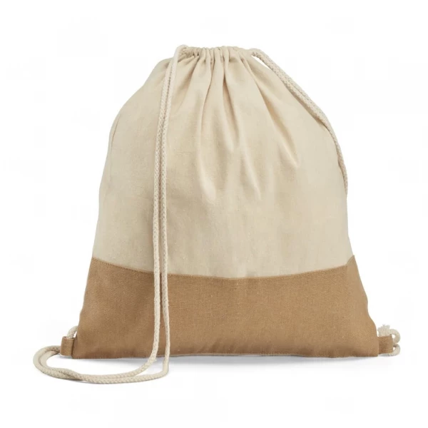 Sacochila Ecológica Algodão e Juta Personalizada - 41 x 37 cm