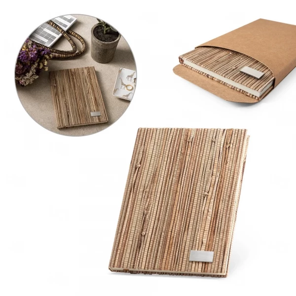 Caderneta Ecológica A5 com Capa em Palha Natural Personalizada 