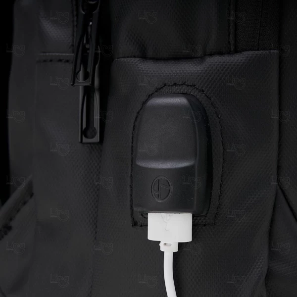 Mochila Couro Sintético Impermeável 20L Antifurto Personalizada 