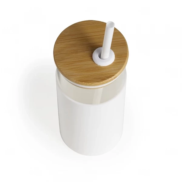 Copo de Vidro 500ml com Canudo Personalizado 