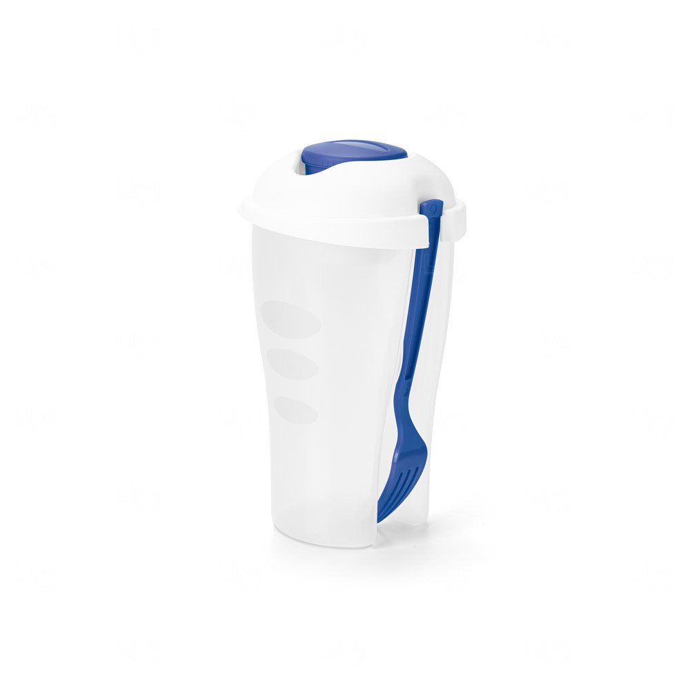 Copo para Salada 850mL Personalizado com Garfo e Molheira Azul
