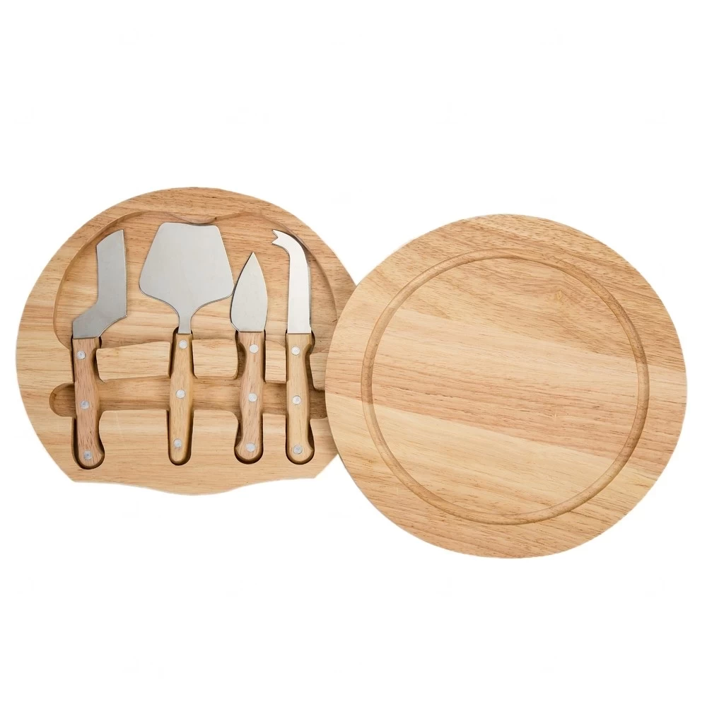 Kit Aperitivo 5 Peças com Tábua Estojo Personalizado Bambu