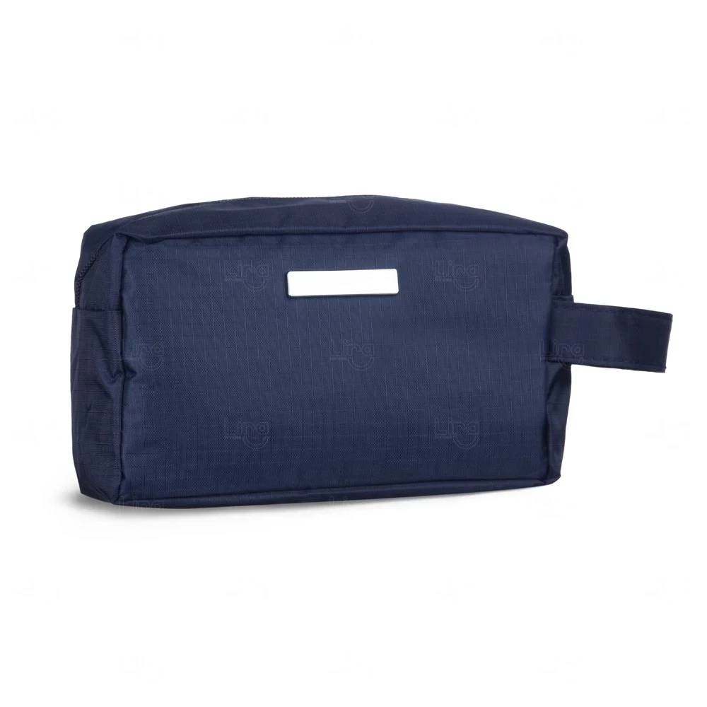 Nécessaire em PVC com Plaquinha Metálica Personalizada Azul Escuro