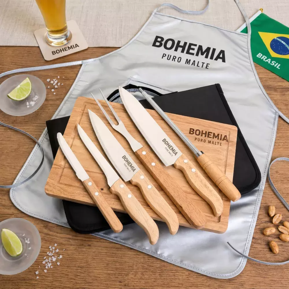 Kit Churrasco Personalizado - 8 Peças com Estojo 
