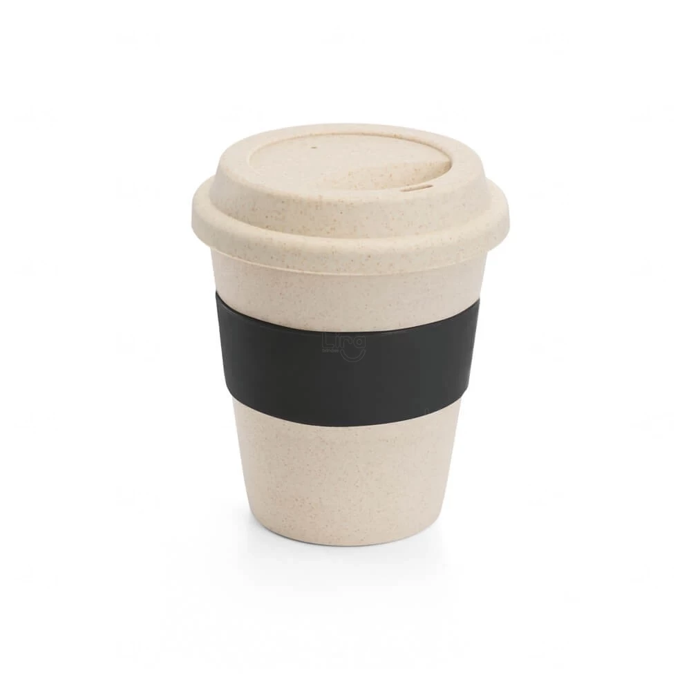 Copo de Viagem em Fibra de Bambu 380ml Personalizado Preto