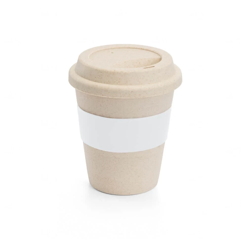 Copo de Viagem em Fibra de Bambu 380ml Personalizado Branco