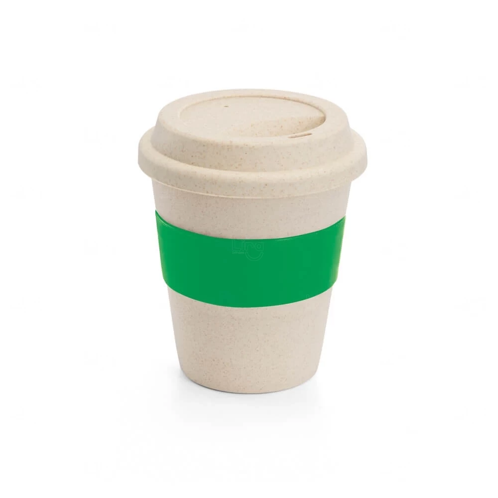 Copo de Viagem em Fibra de Bambu 380ml Personalizado Verde