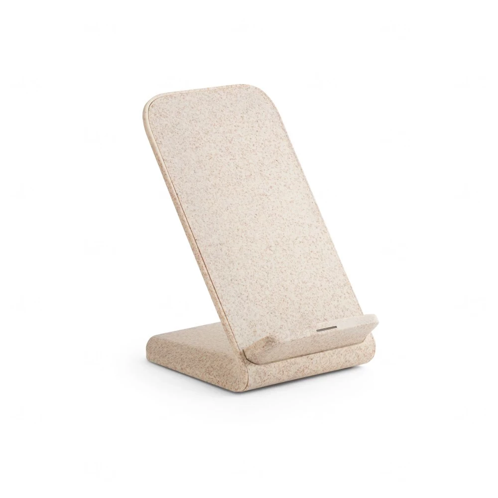 Suporte de Celular Ecológico com Carregador Sem Fio Personalizado Natural
