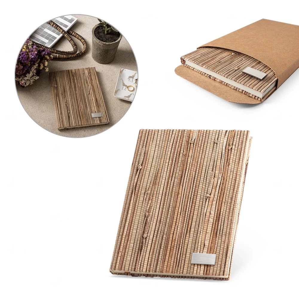 Caderneta Ecológica A5 com Capa em Palha Natural Personalizada 