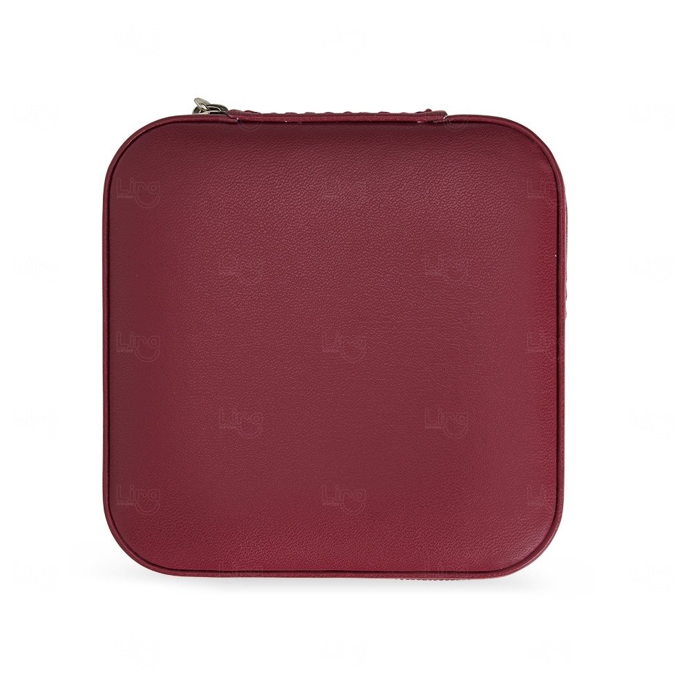 Porta-Joias em Couro Sintético Personalizado - 5x10x10cm Vinho