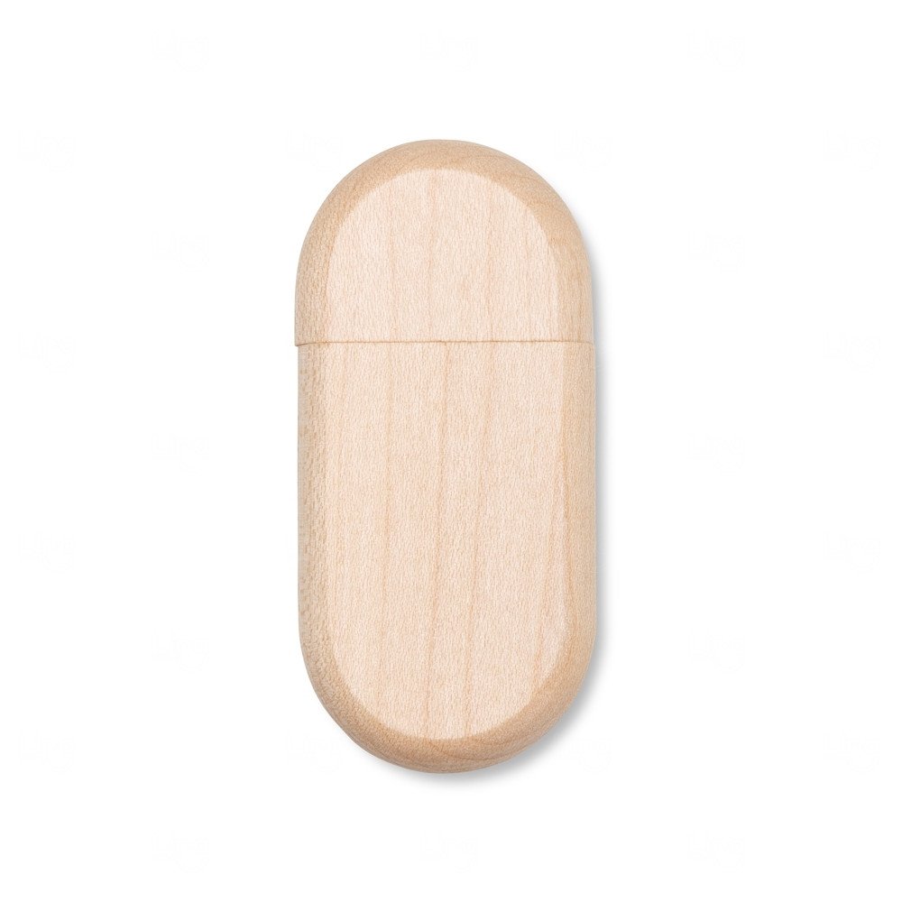 Pen Drive Oval de Bambu Personalizado Bambu