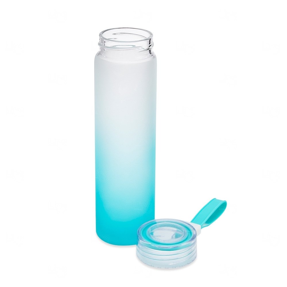 Garrafa de Vidro Jateada Personalizada - 450ml Azul
