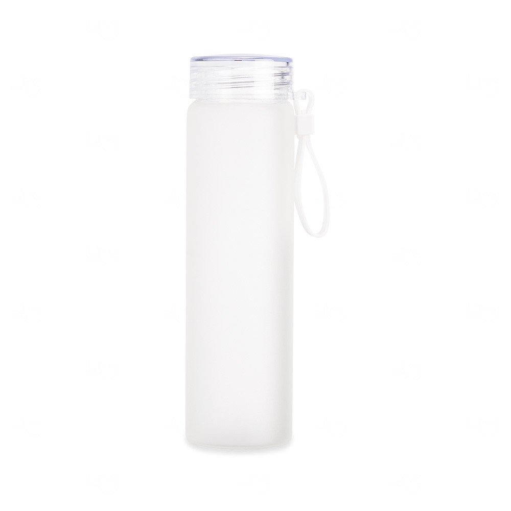 Garrafa de Vidro Jateada Personalizada - 450ml Branco