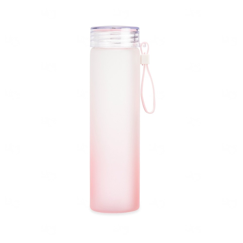 Garrafa de Vidro Jateada Personalizada - 450ml Rosa