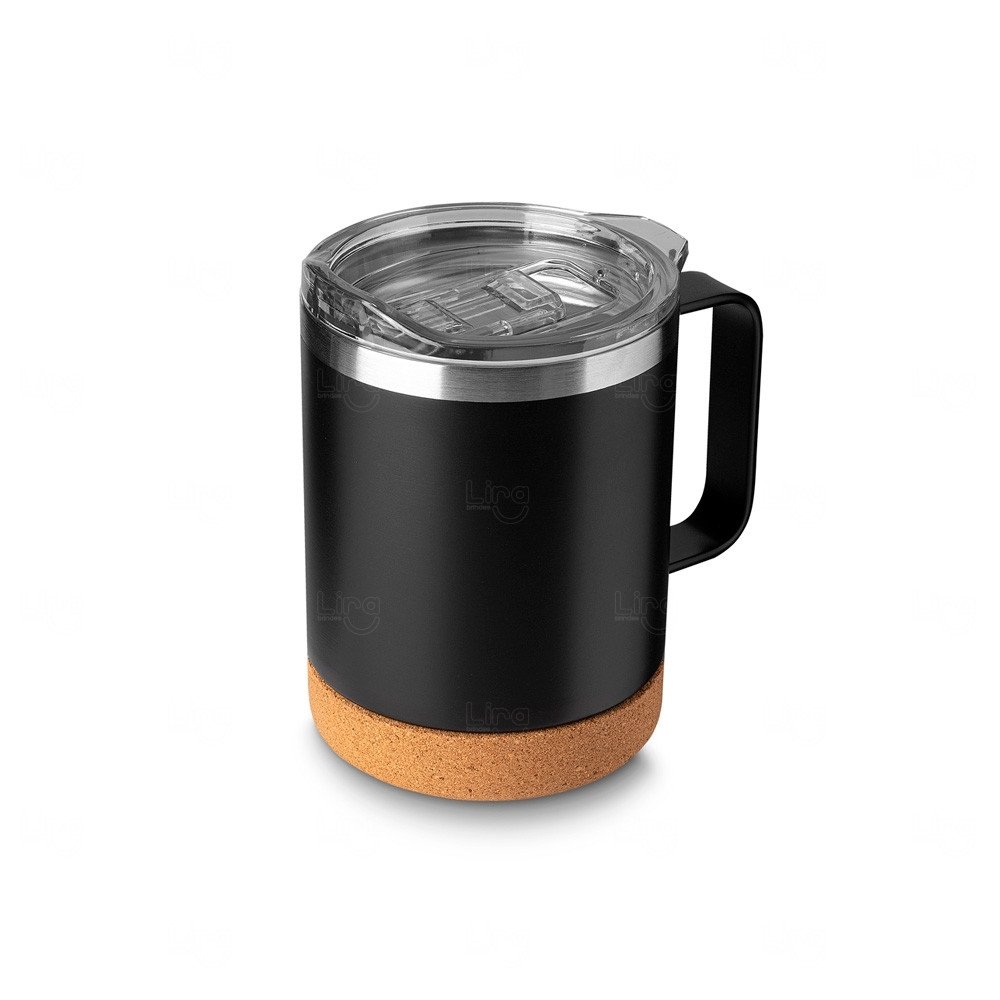 Caneca Térmica Inox Parede Dupla 350ml Personalizada Preto