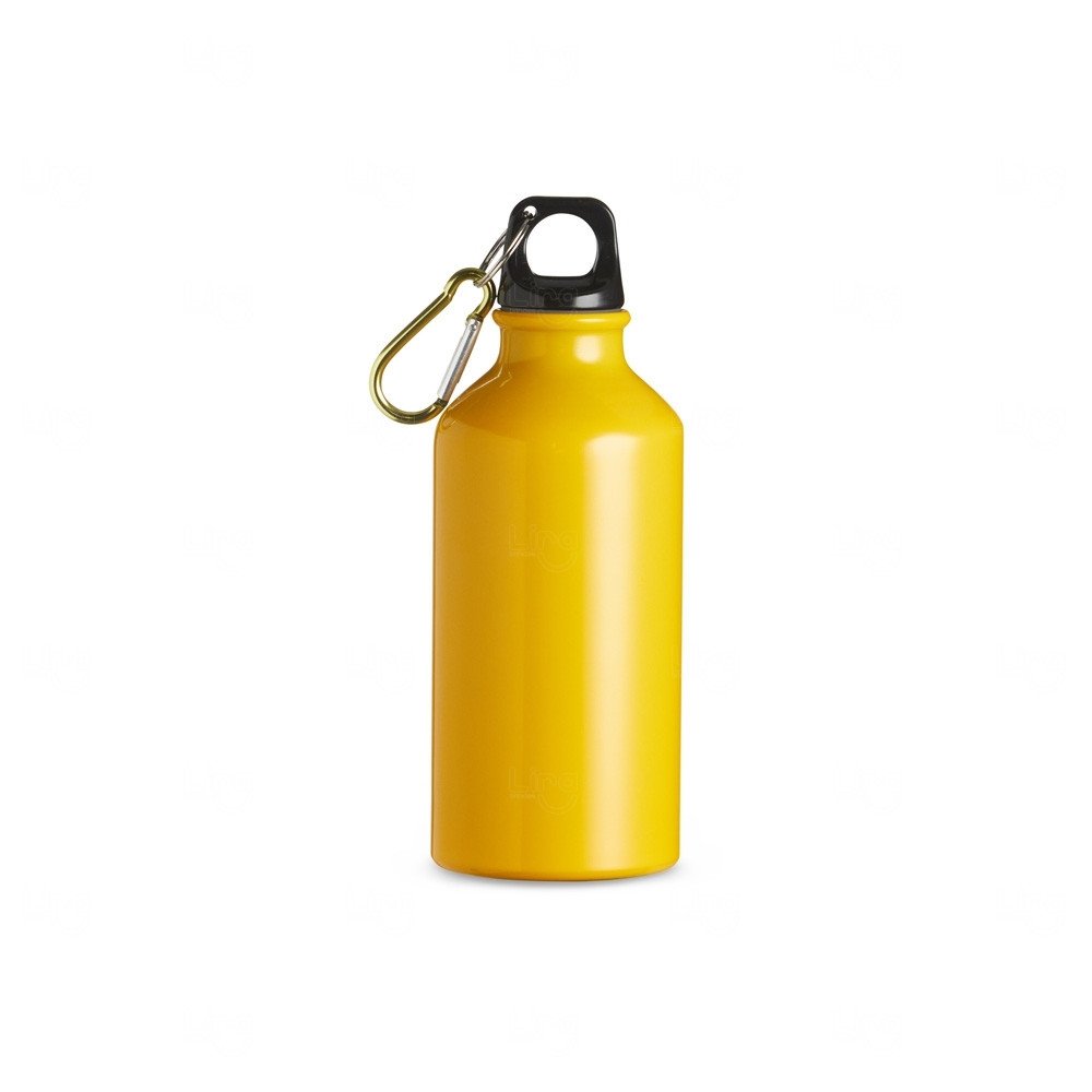 Garrafa Alumínio 420ml com Mosquetão Personalizado Amarelo
