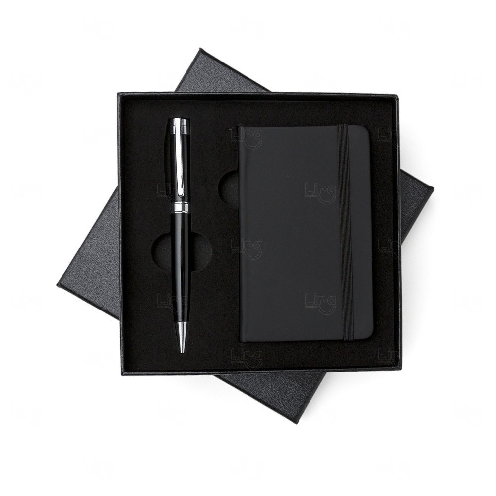 Kit Executivo Personalizado - Caneta Metálica e Caderneta 