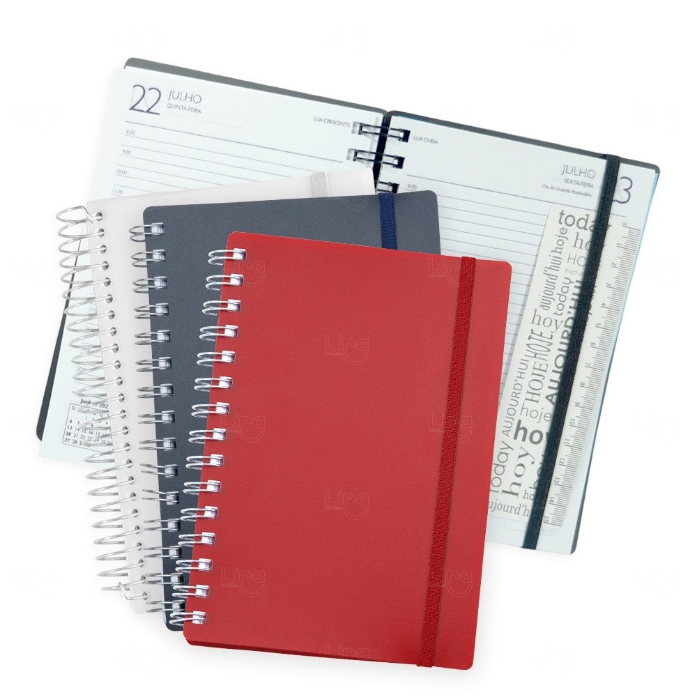 Agenda Diária 2026 com Espiral Personalizada - 20x14,6cm 