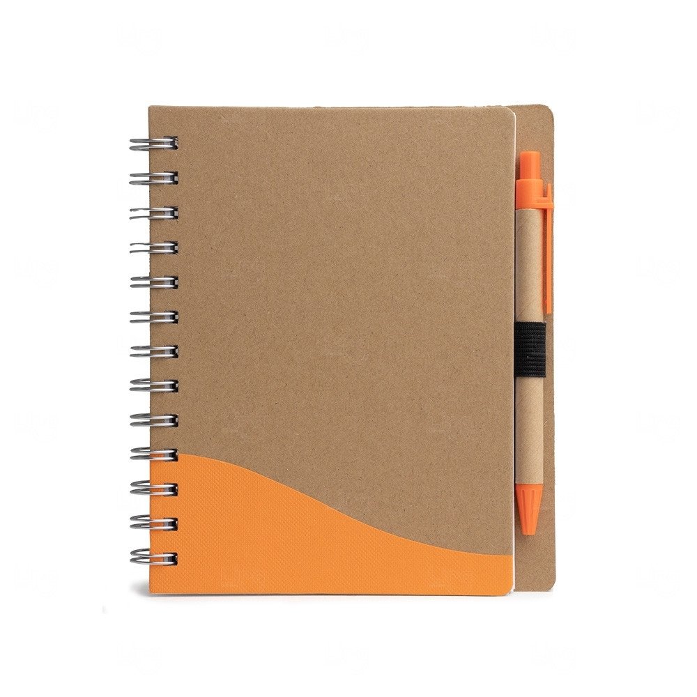 Caderno Ecológico com Caneta Personalizado - 18 x 14,6 cm Laranja
