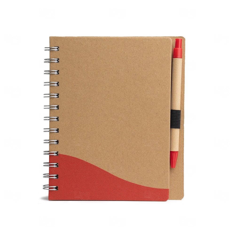 Caderno Ecológico com Caneta Personalizado - 18 x 14,6 cm Vermelho