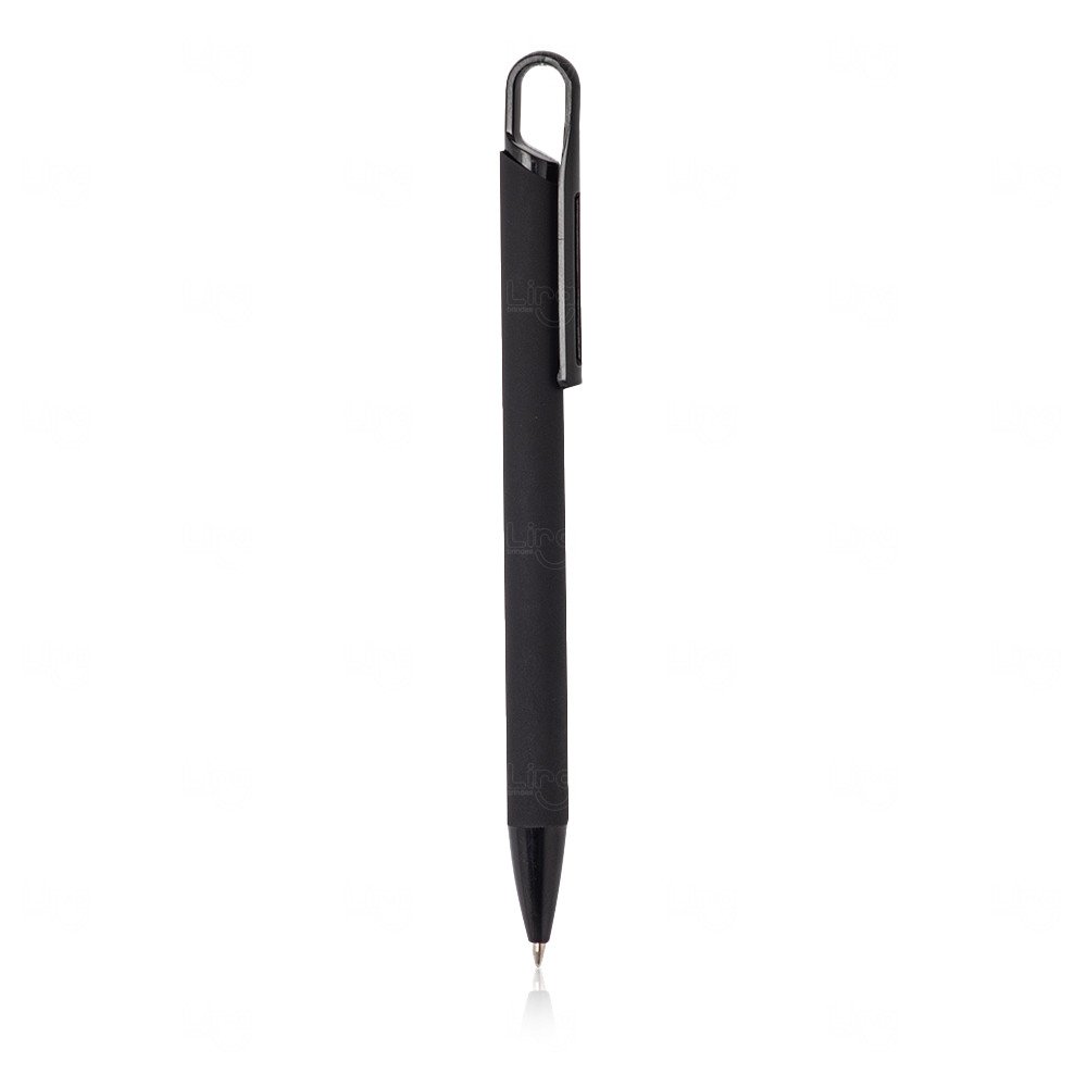 Caneta de Metal Emborrachada Personalizada Preto