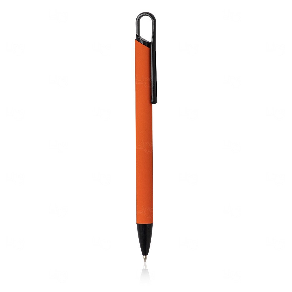 Caneta de Metal Emborrachada Personalizada Laranja