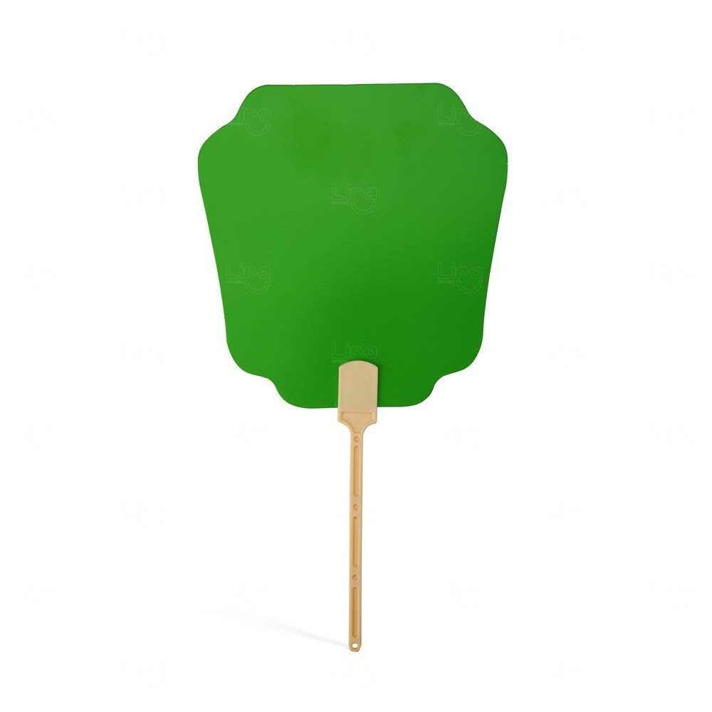 Leque de Papel com Alça Plástica Personalizado - 36,6x20cm Verde