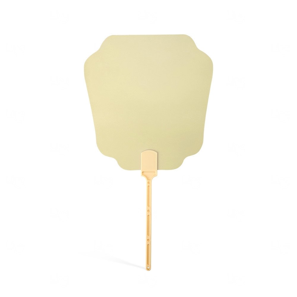 Leque de Papel com Alça Plástica Personalizado - 36,6x20cm Amarelo