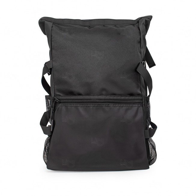 Mochila Couro Sintético 34 Litros Impermeável Personalizada Preto